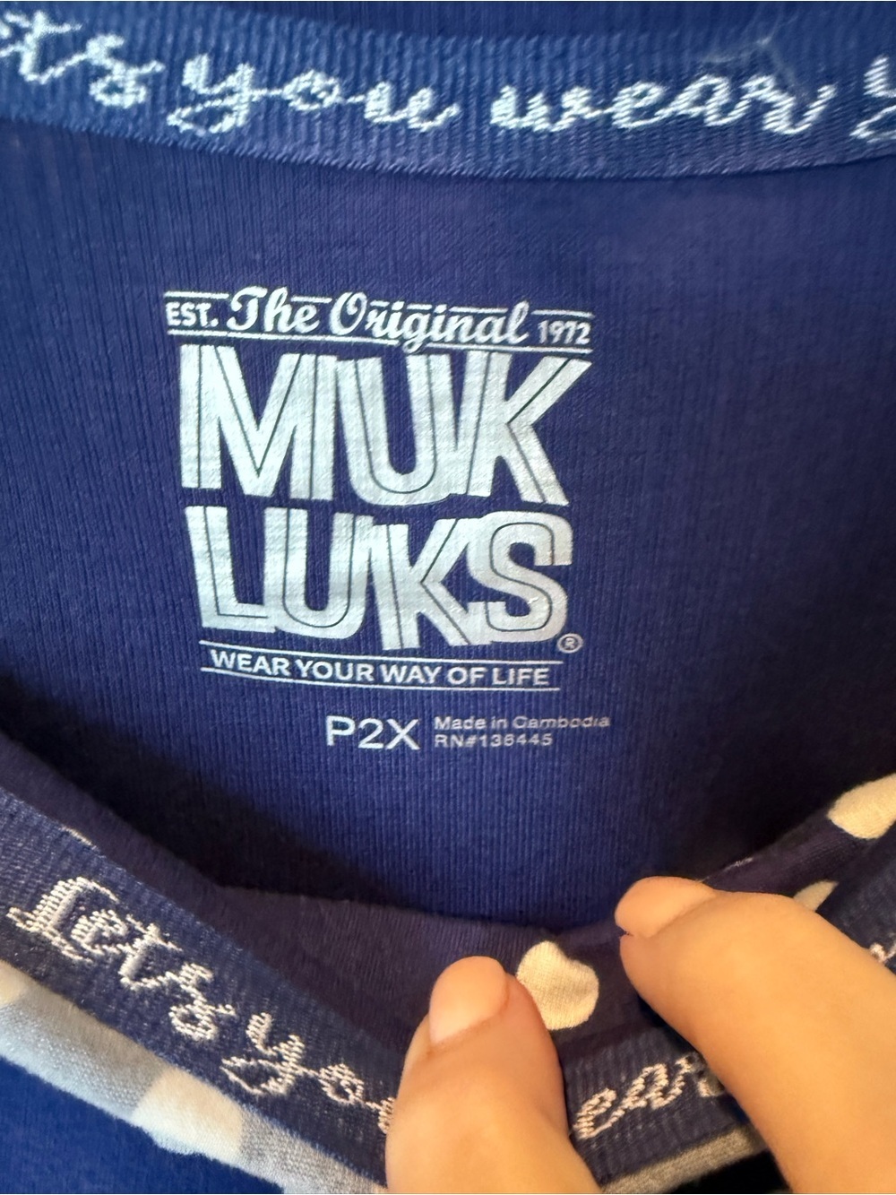 # Muk Luks Petite 2X Blue & White Polka Dot Lounge Set/Pajamas (3pc) - Picture 3 of 14